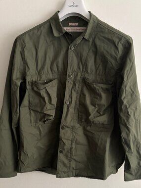Kapital Broadcloth Anorak Shirt in Olive Green Cotton- Small/Medium